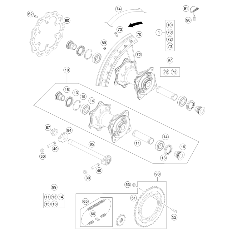 VUE ECLATEE ROUE ARRIERE HUSQVARNA 85 TC 17/14 2026
